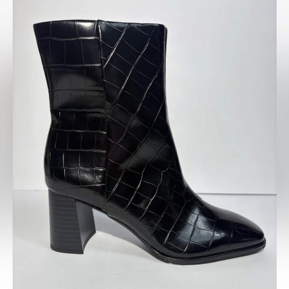 Nordstrom Rack Normandy Women’s Sz 6 M Black Croc Print Block Heel Ankle Boot
